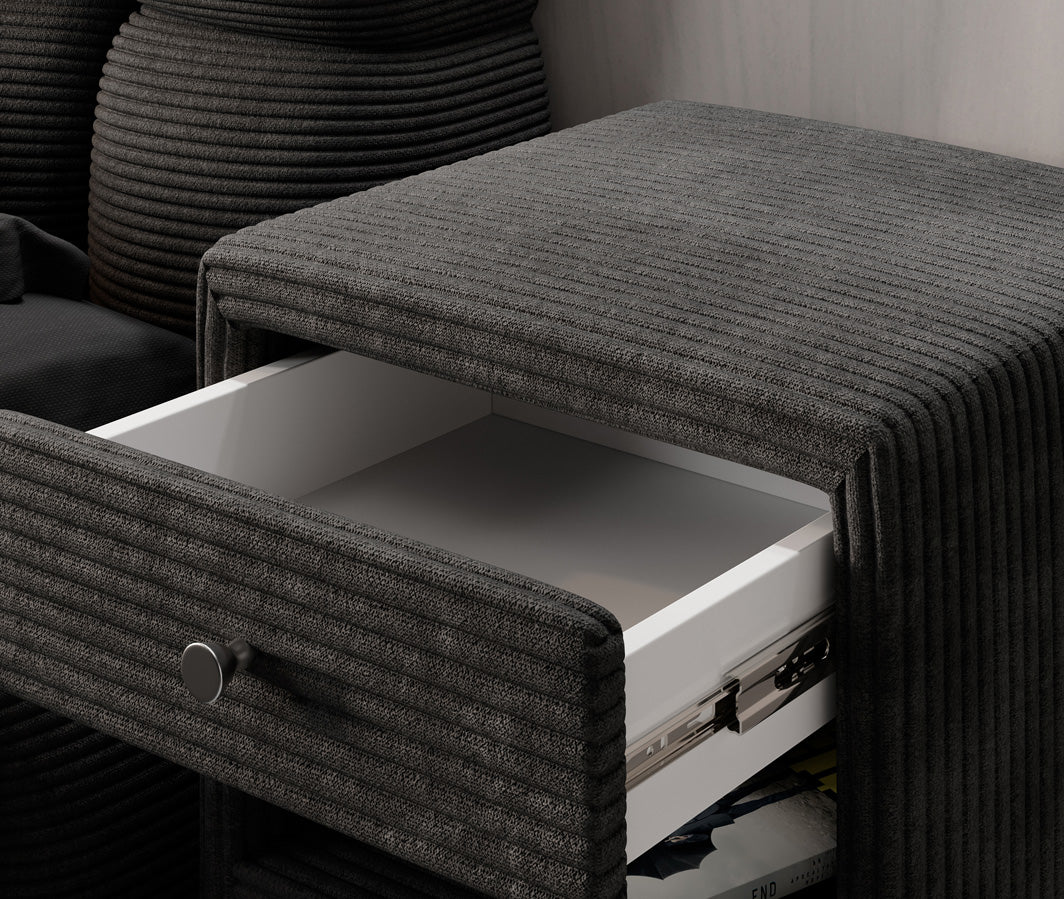 Designer Nachttisch Amy in Cord