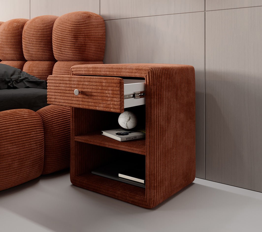 Designer Nachttisch Amy in Cord