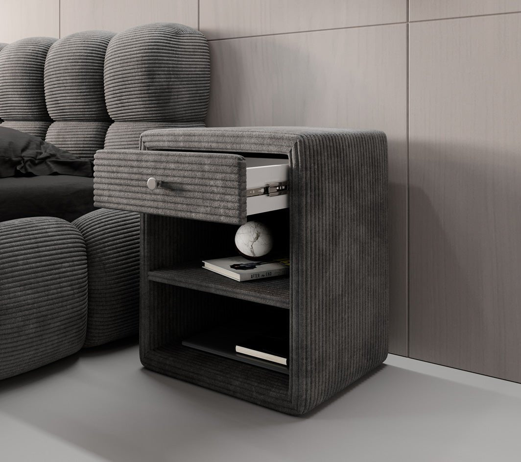 Designer Nachttisch Amy in Cord