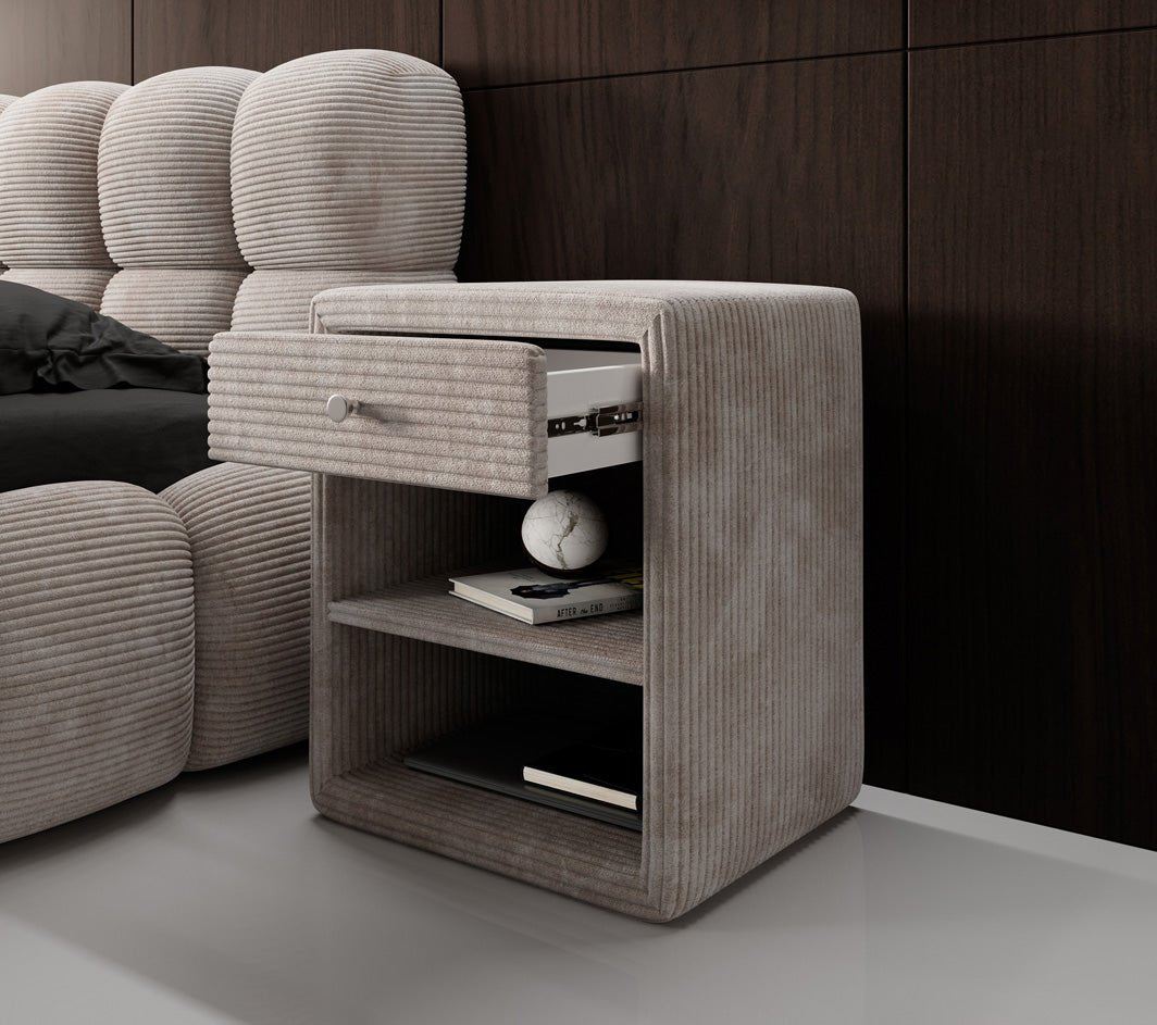 Designer Nachttisch Amy in Cord