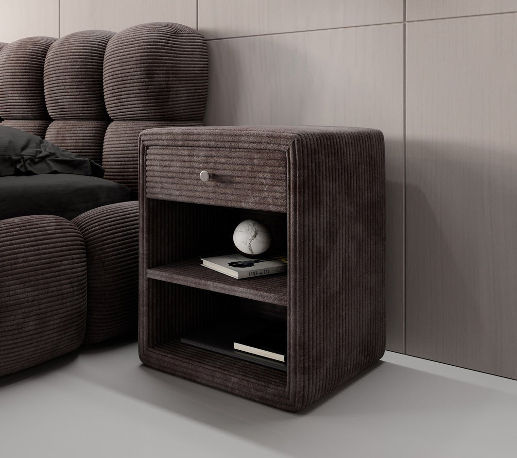 Designer Nachttisch Amy in Cord