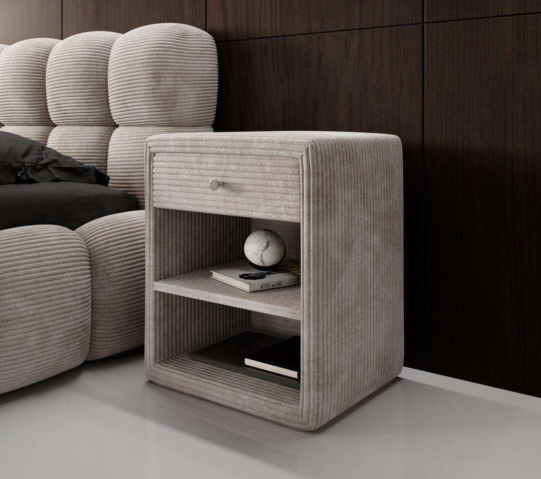 Designer Nachttisch Amy in Cord