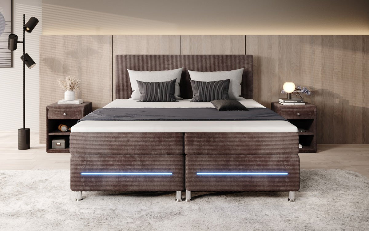 Boxspringbett Simple mit LED in Cord