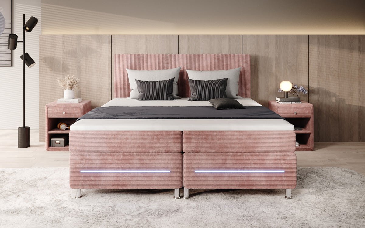 Boxspringbett Simple mit LED in Cord