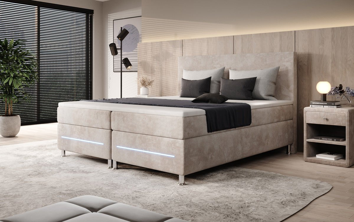 Boxspringbett Simple mit LED in Cord