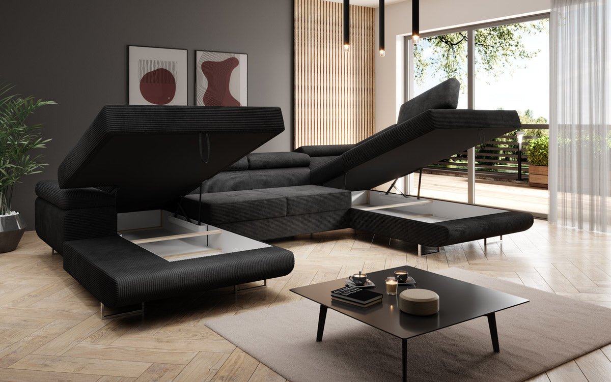 Designer Sofa Lago mit Schlaf - und Klappfunktion in Cord