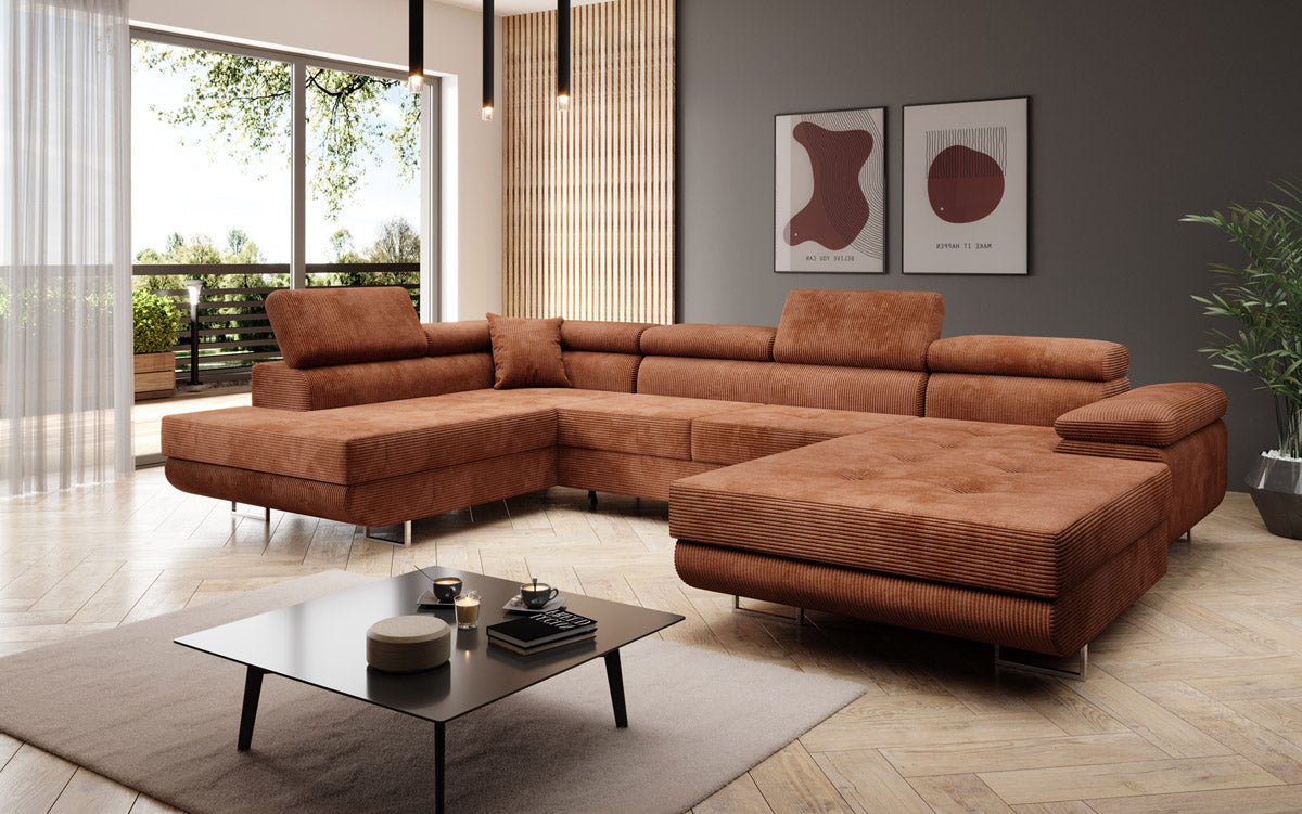 Designer Sofa Lago mit Schlaf - und Klappfunktion in Cord