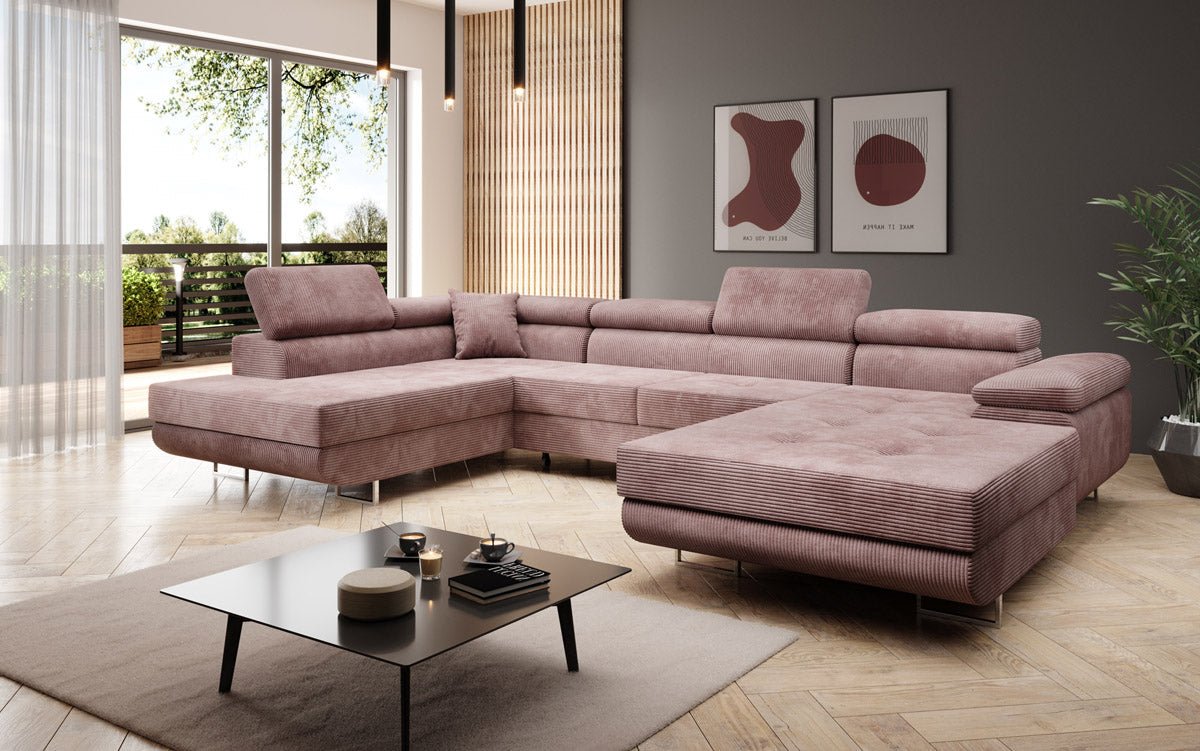 Designer Sofa Lago mit Schlaf - und Klappfunktion in Cord