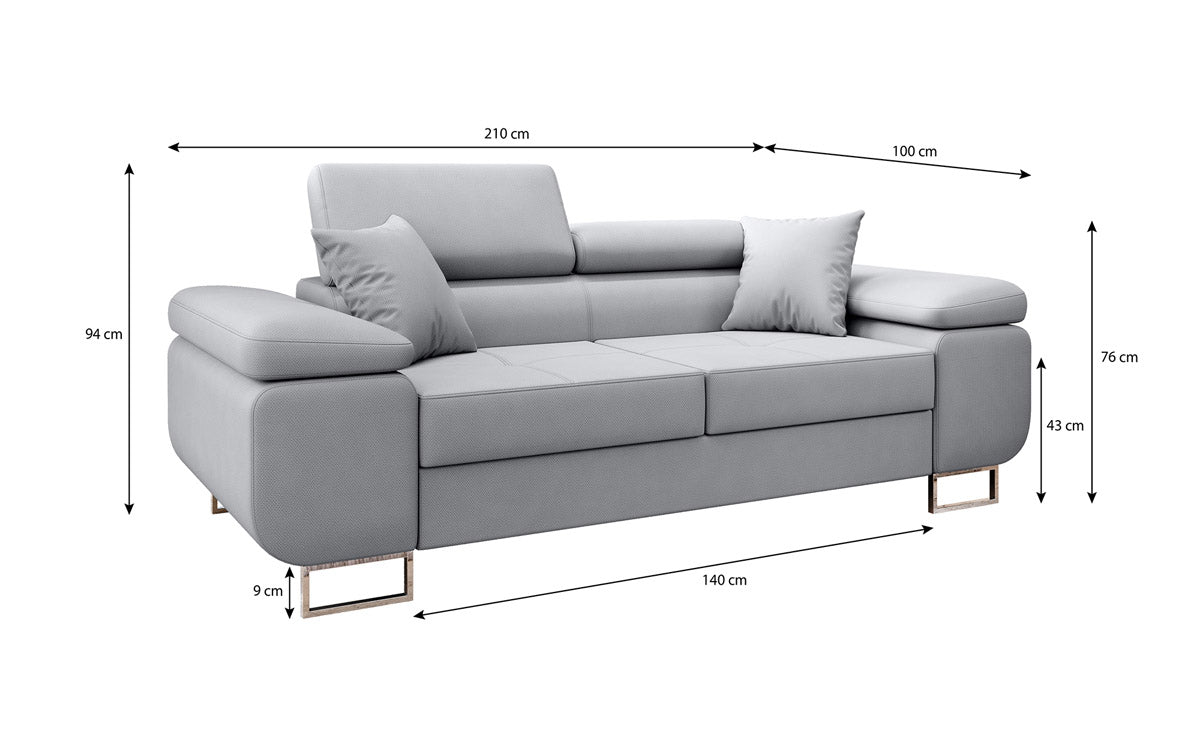 Designer 2er Sofa Triora mit Schlaffunktion in Stoff