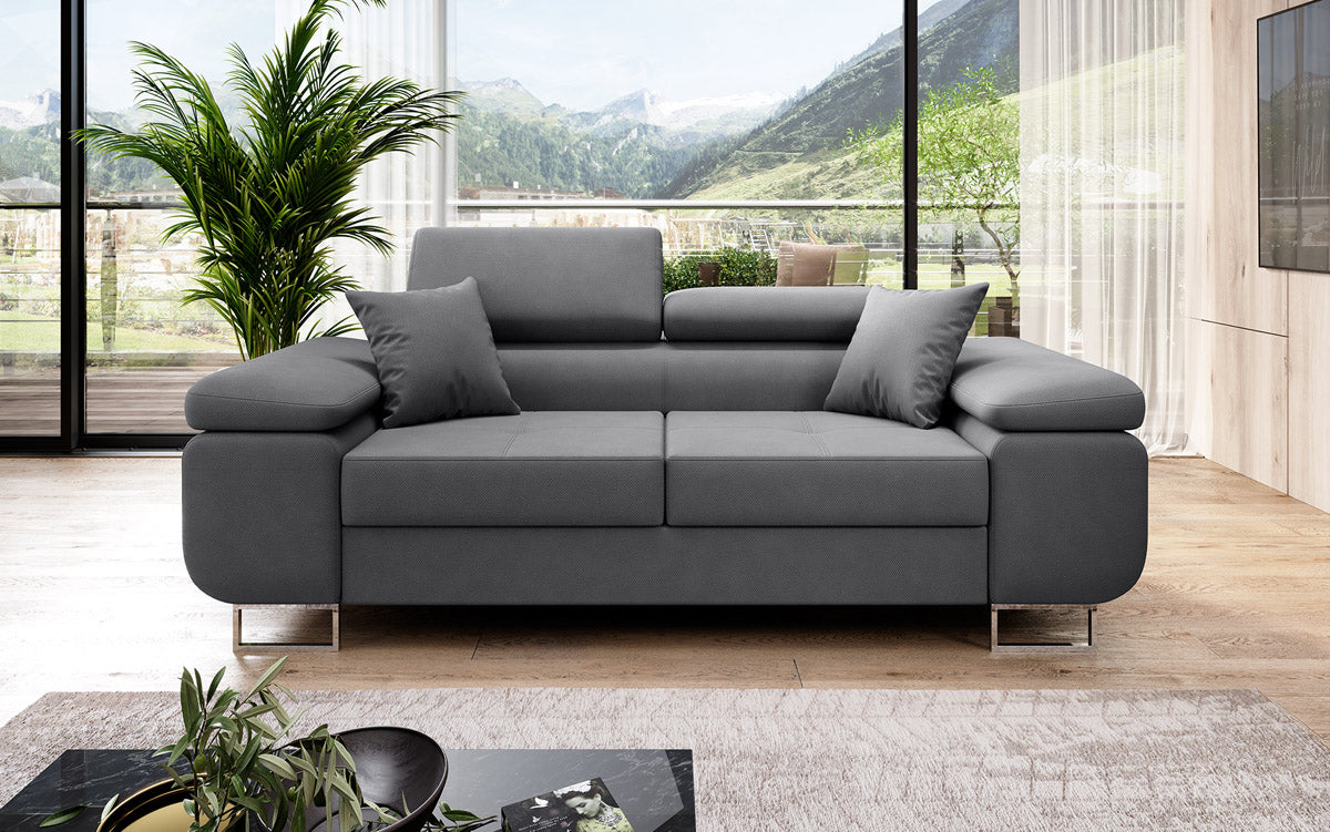 Designer 2er Sofa Triora mit Schlaffunktion in Stoff