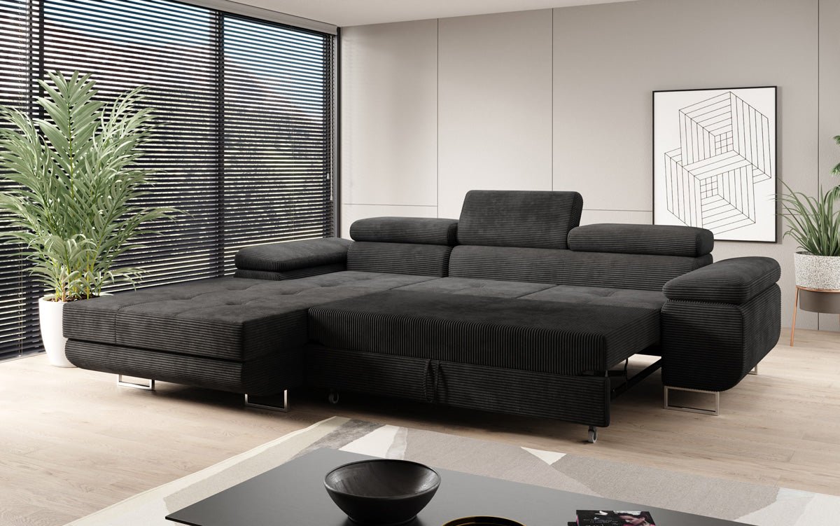 Designer Sofa Calvera mit Schlaf- und Klappfunktion in Cord