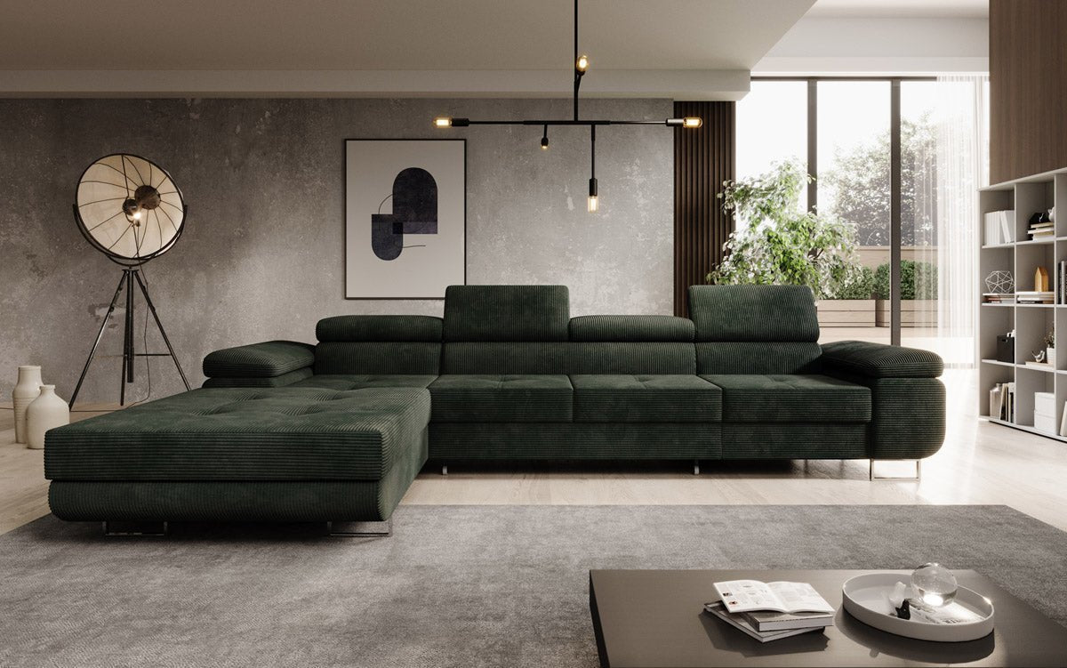 Designer Sofa Calvera Maxi mit Schlaf- und Klappfunktion in Cord