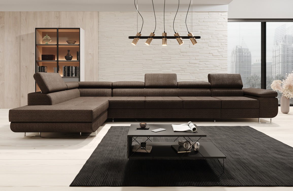 Designer Sofa Maxi mit Schlaf - und Klappfunktion in Bouclé