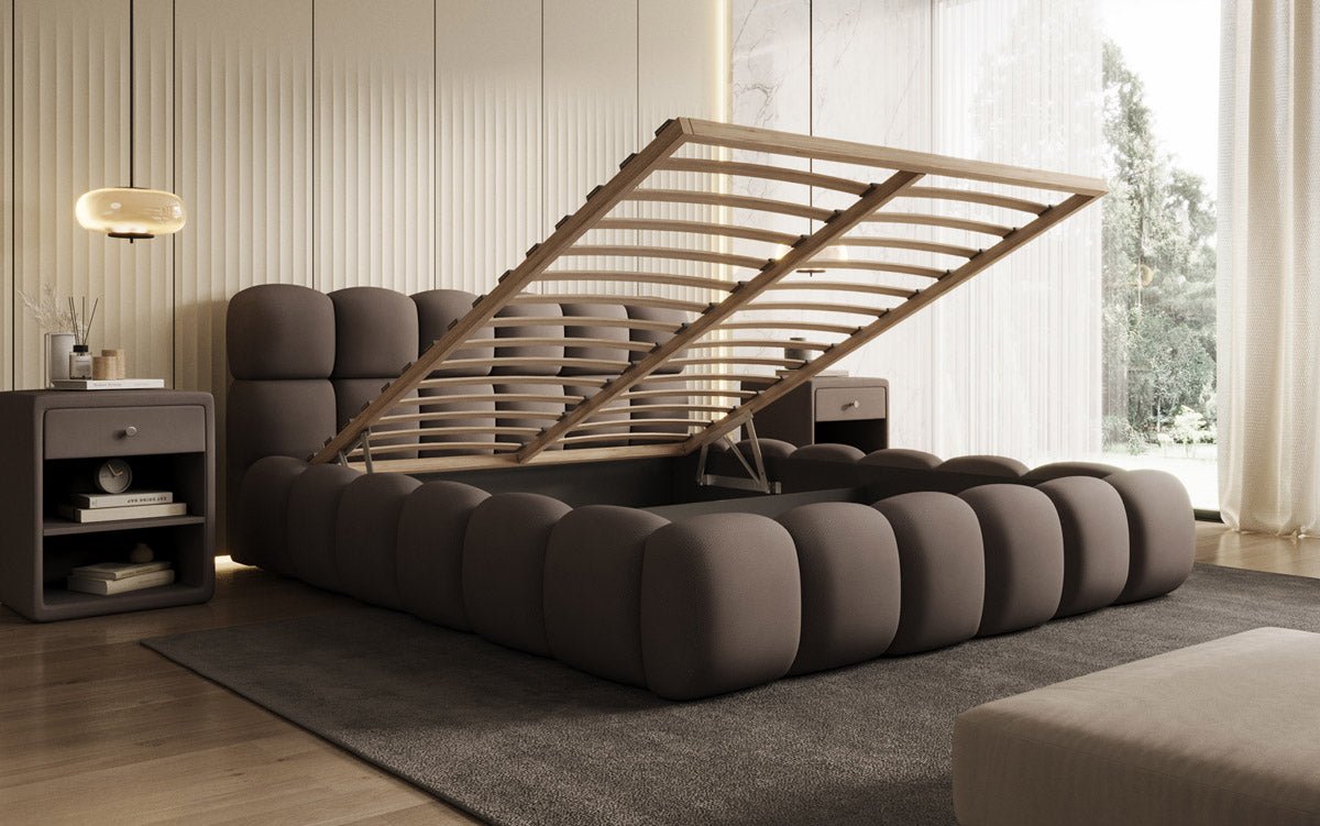 Designer Polsterbett Boston Stoff mit Stauraum