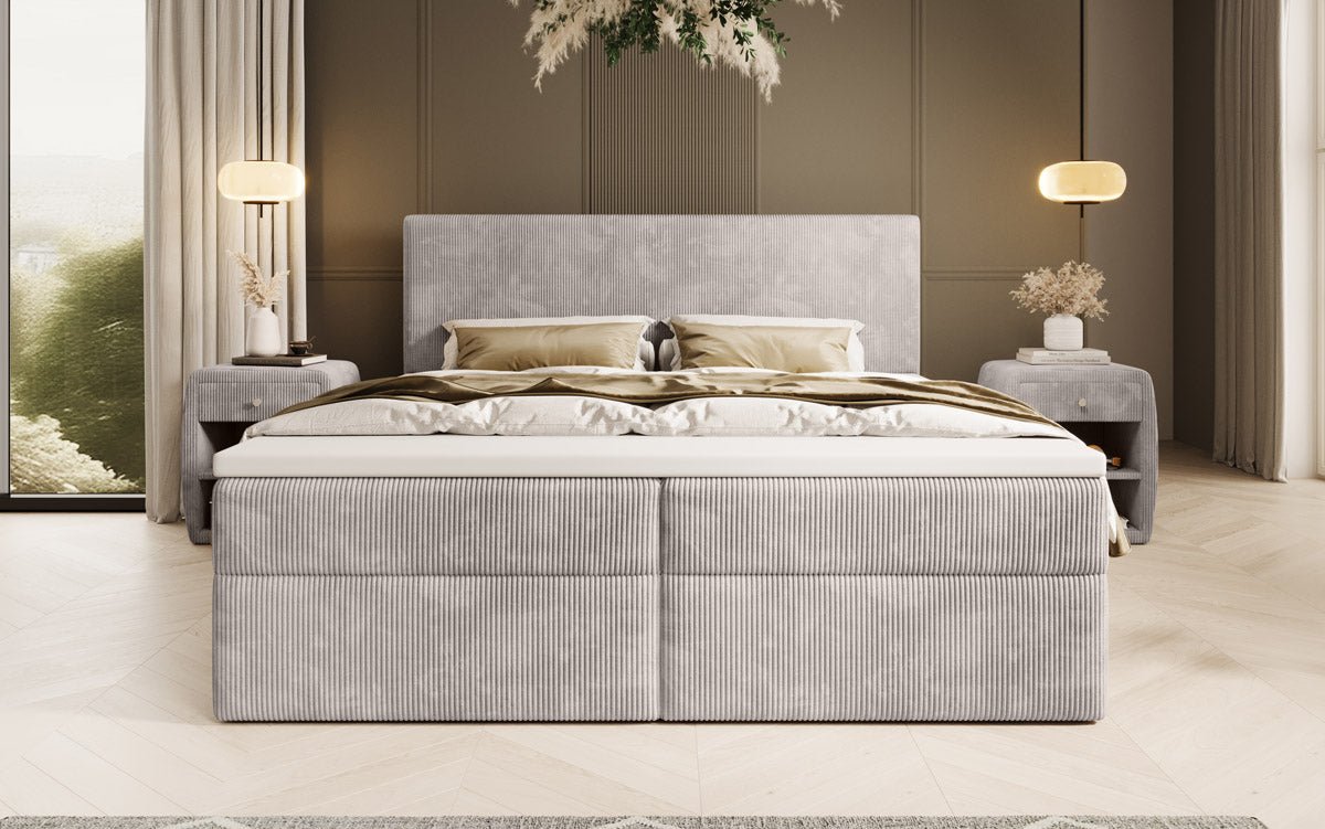 Boxspringbett Soft in Cord mit Stauraum