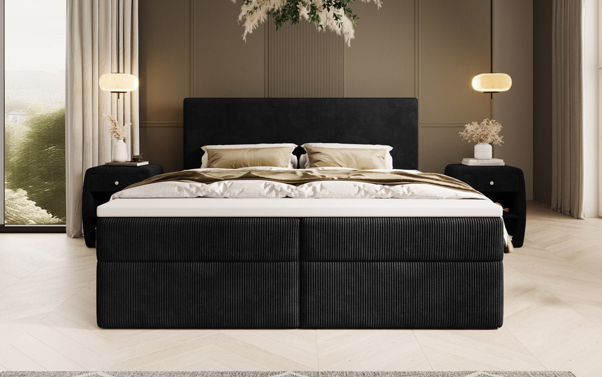 Boxspringbett Soft in Cord mit Stauraum