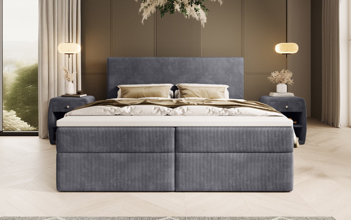 Boxspringbett Soft in Cord mit Stauraum