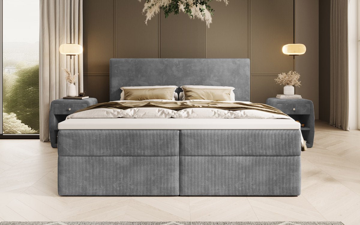 Boxspringbett Soft in Cord mit Stauraum
