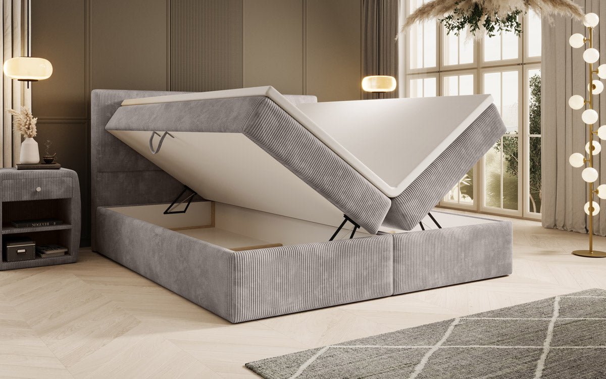 Boxspringbett Soft in Cord mit Stauraum
