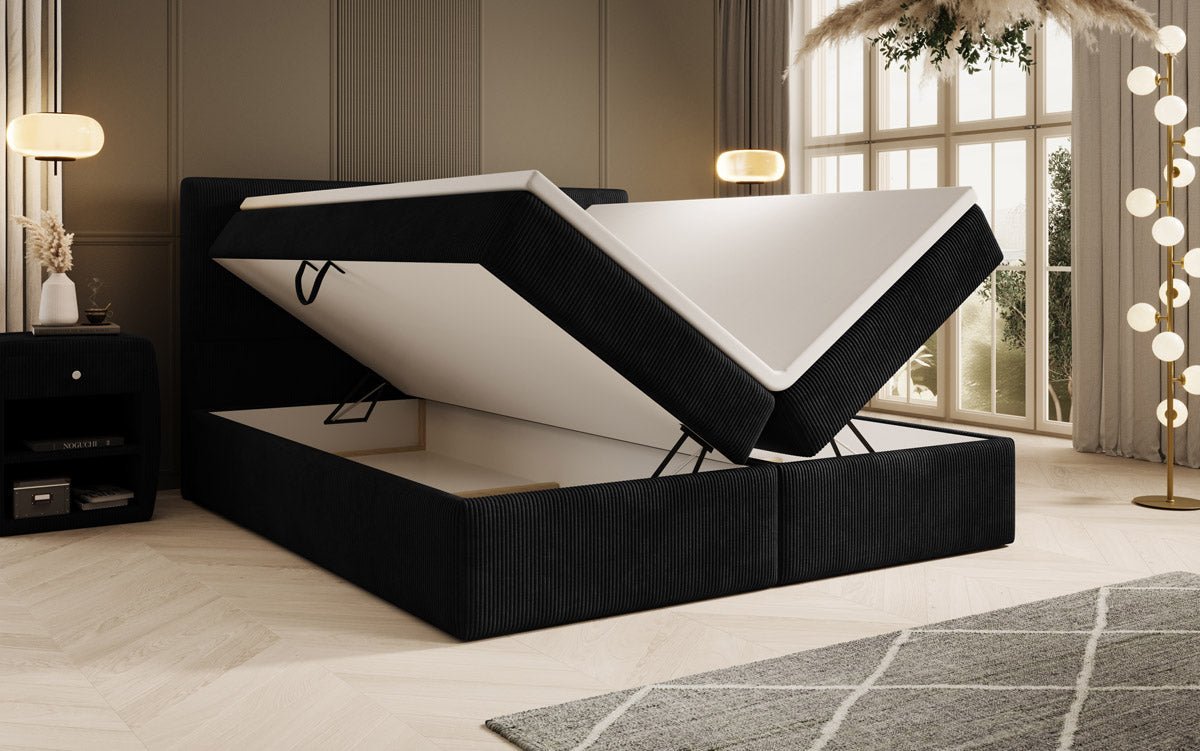 Boxspringbett Soft in Cord mit Stauraum