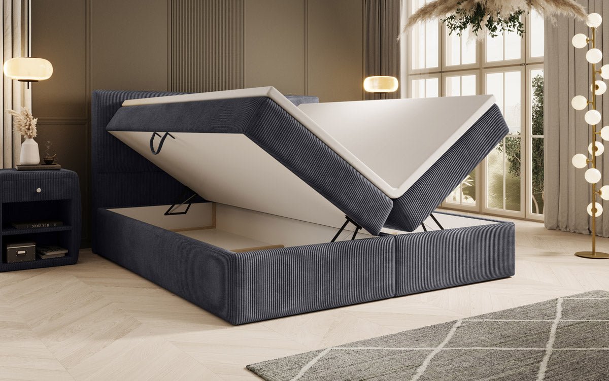 Boxspringbett Soft in Cord mit Stauraum