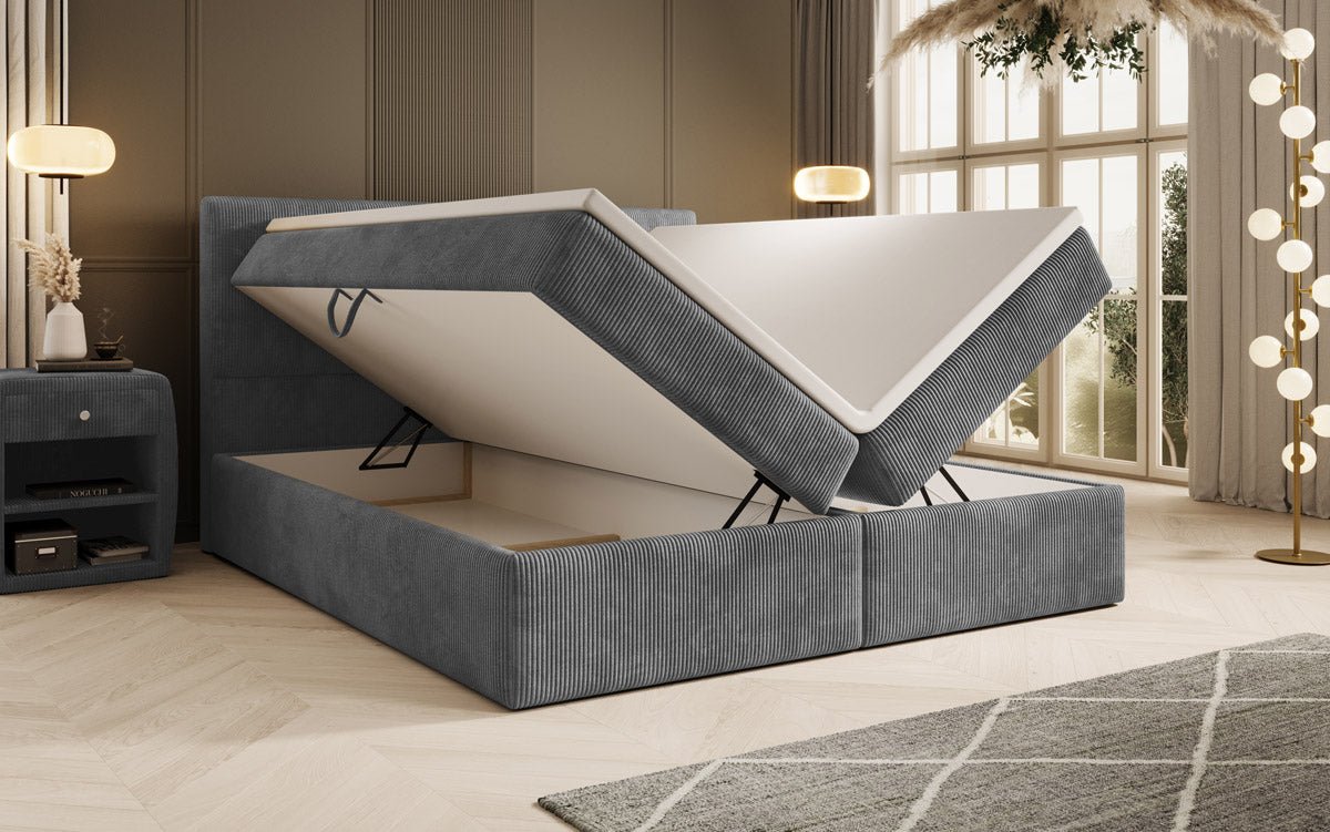 Boxspringbett Soft in Cord mit Stauraum