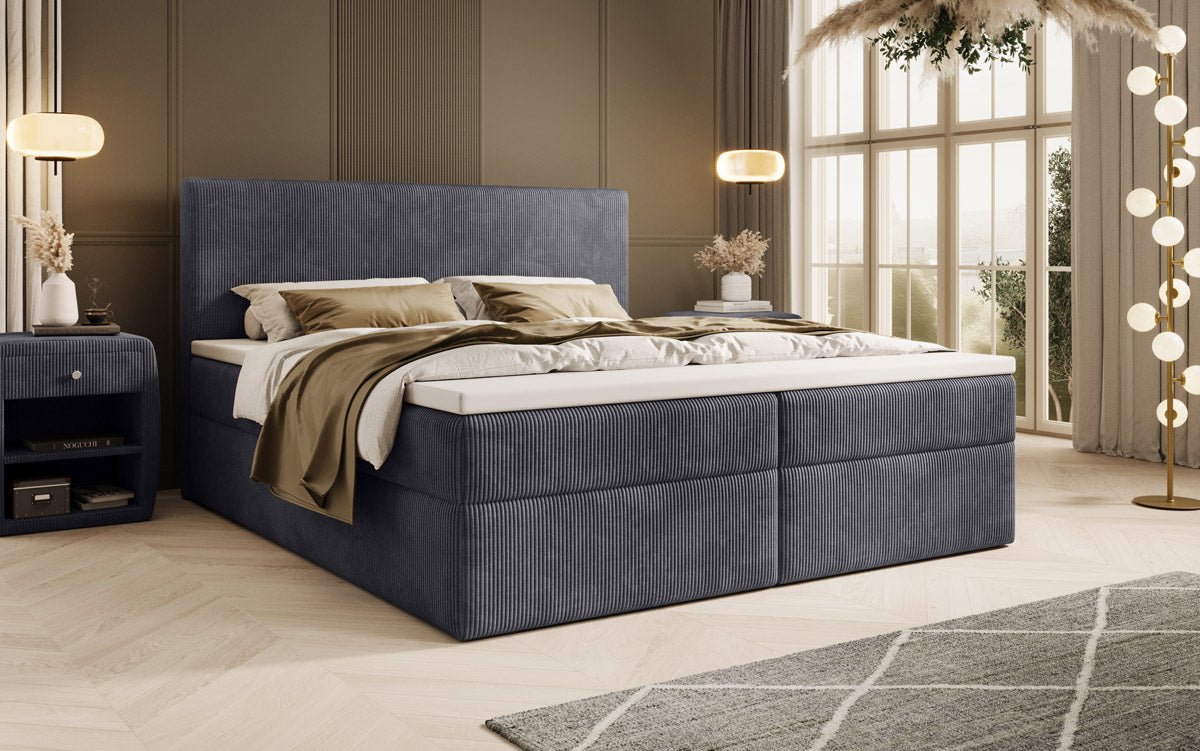 Boxspringbett Soft in Cord mit Stauraum