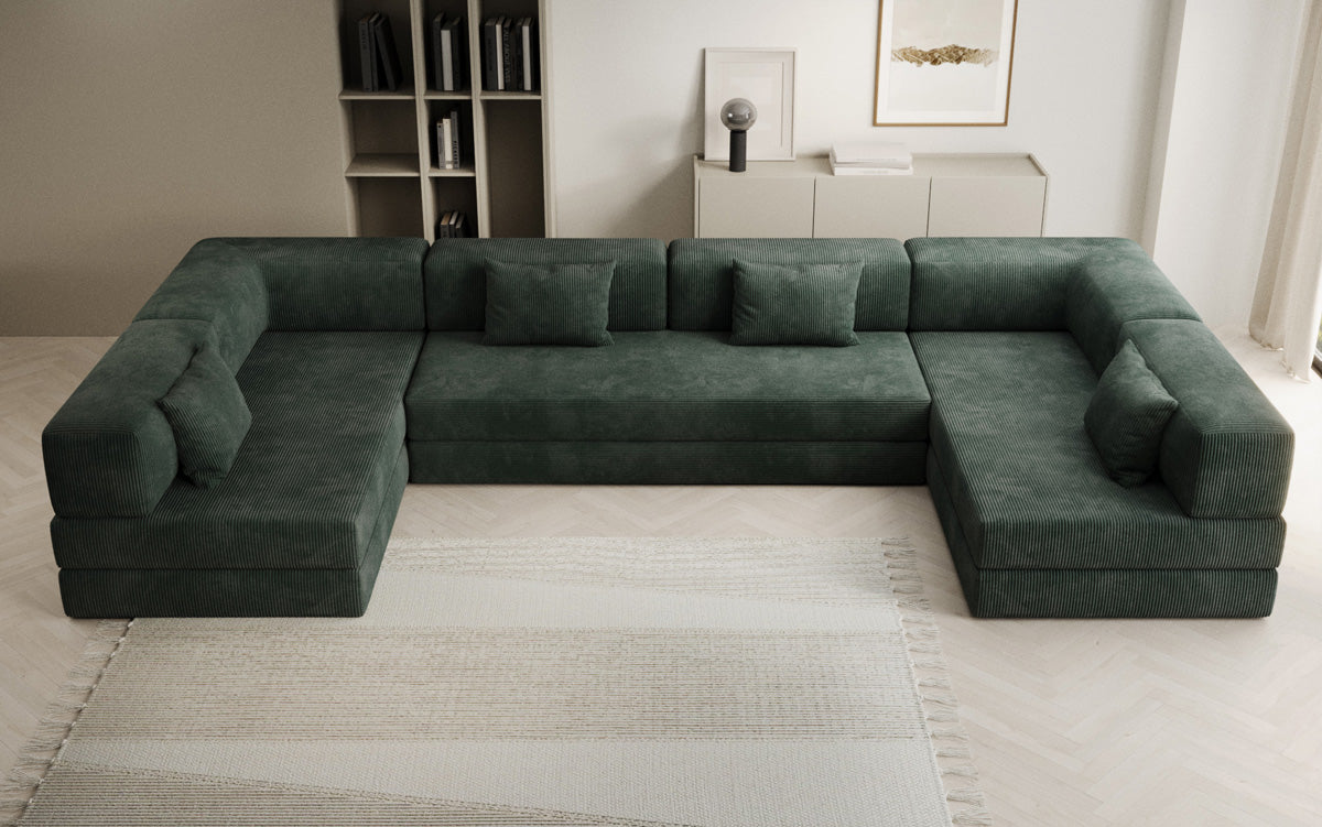 Designer Sofa Lazy U in Corduroy