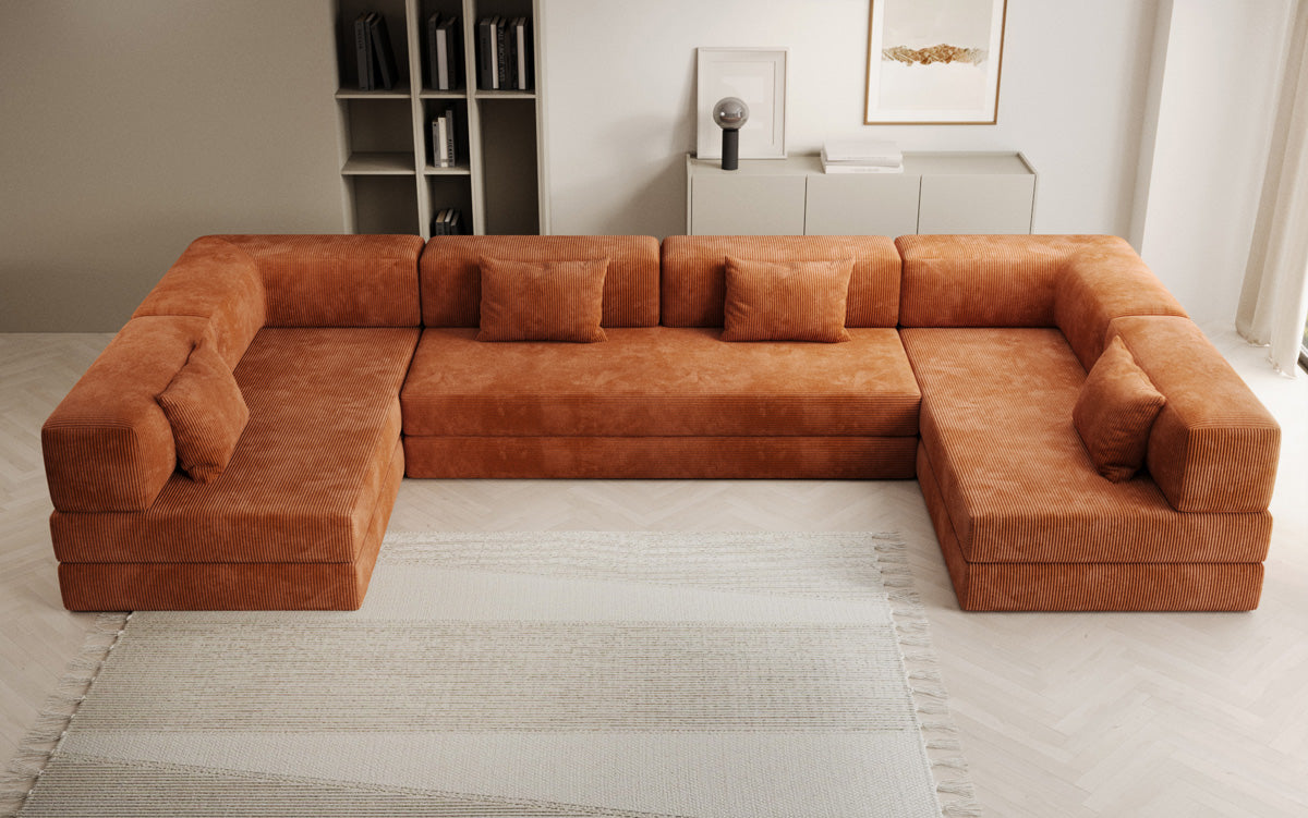 Designer Sofa Lazy U in Corduroy