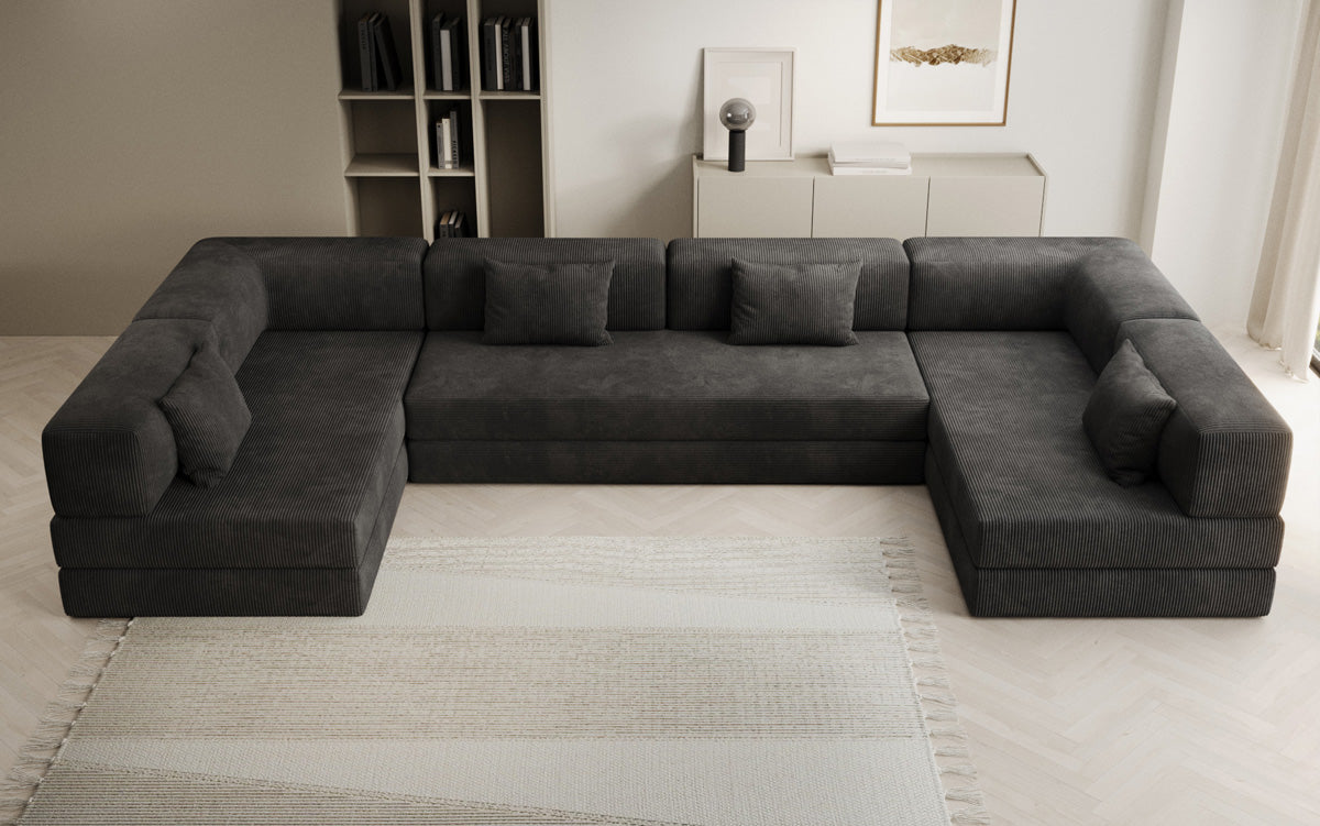Designer Sofa Lazy U in Corduroy