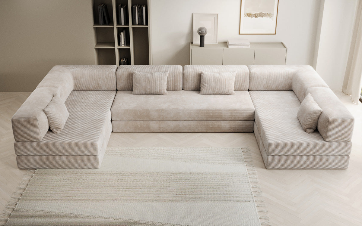 Designer Sofa Lazy U in Corduroy