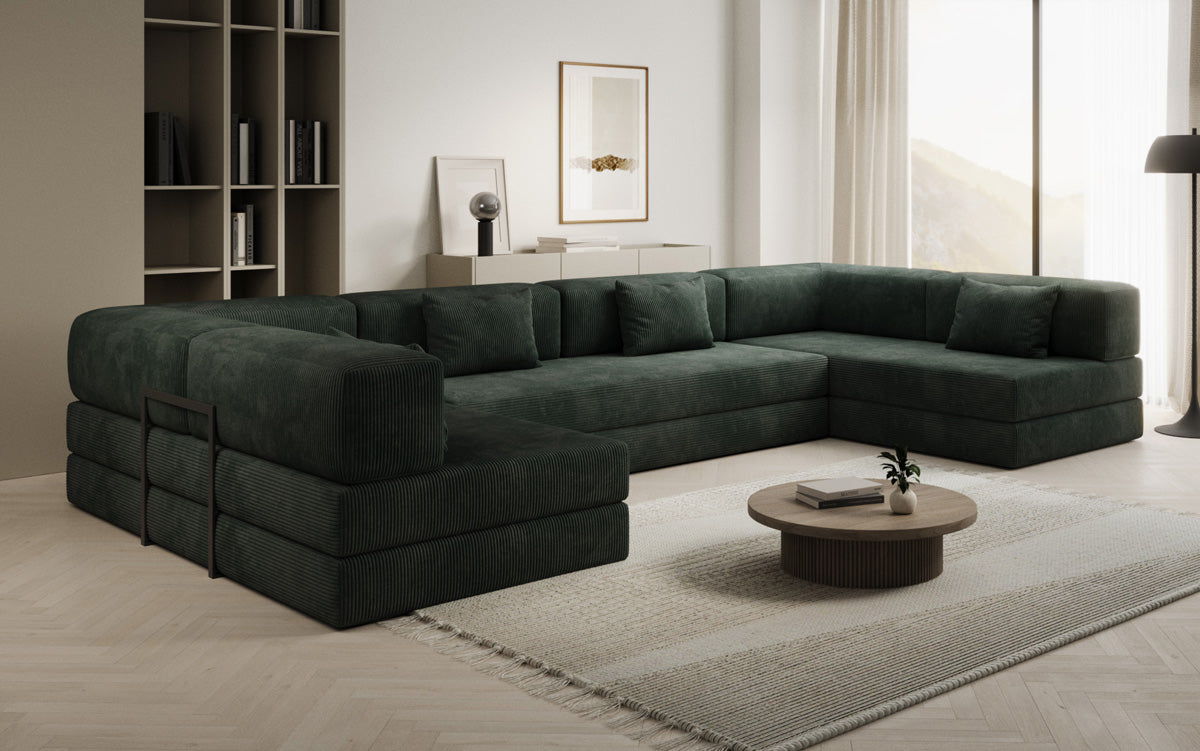 Designer Sofa Lazy U in Corduroy