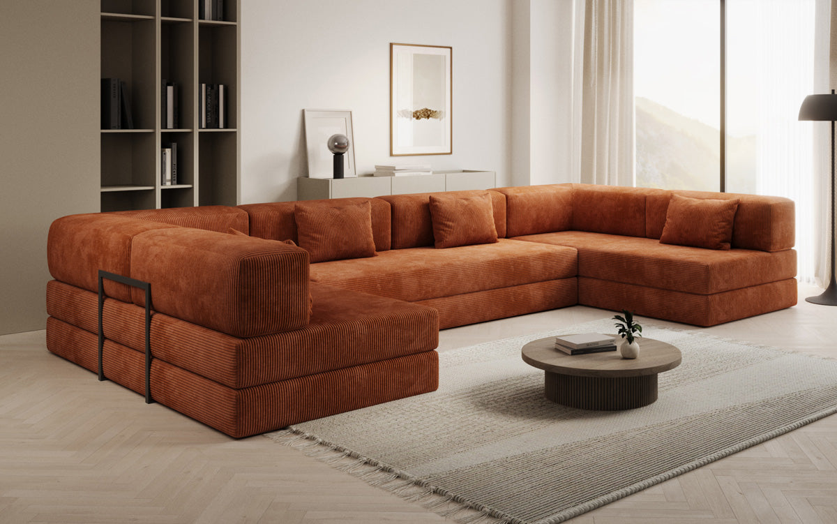 Designer Sofa Lazy U in Corduroy