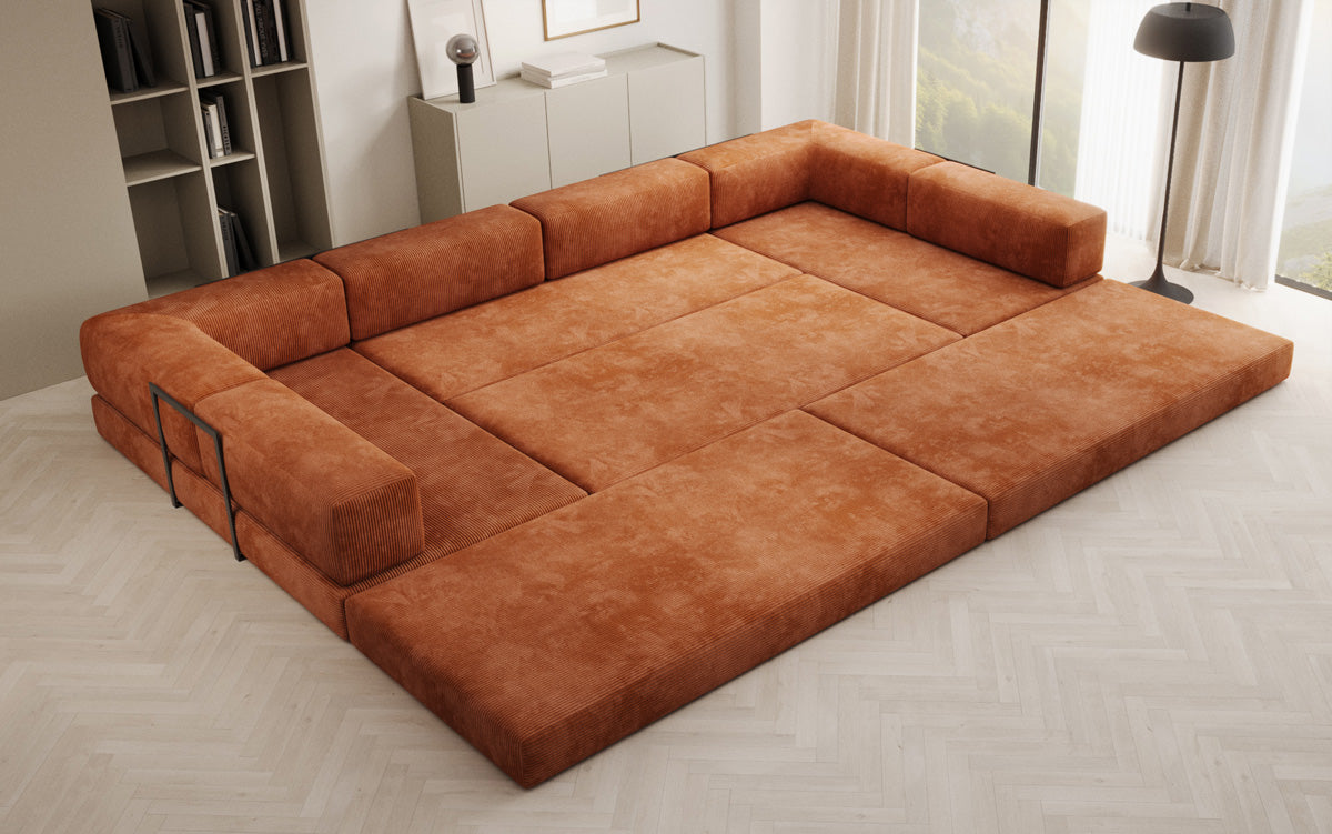 Designer Sofa Lazy U in Corduroy