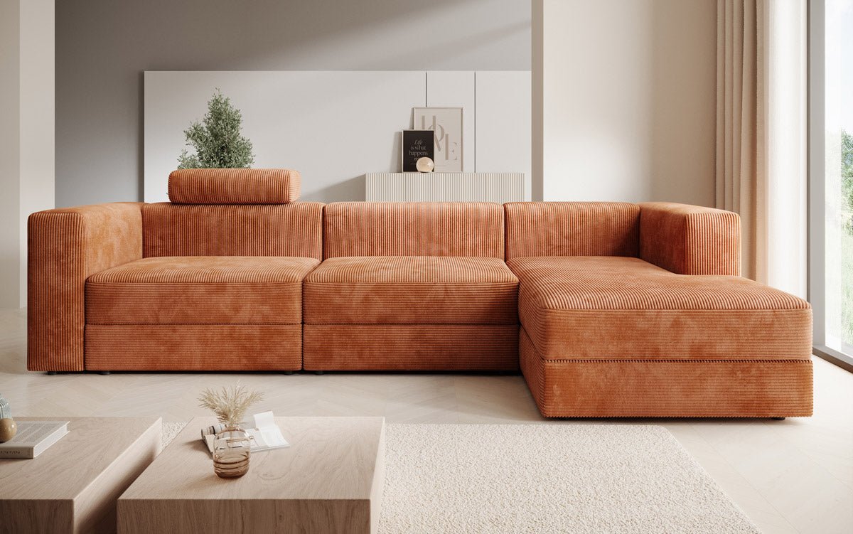 Designer Sofa Stockholm in Cord mit Stauraum