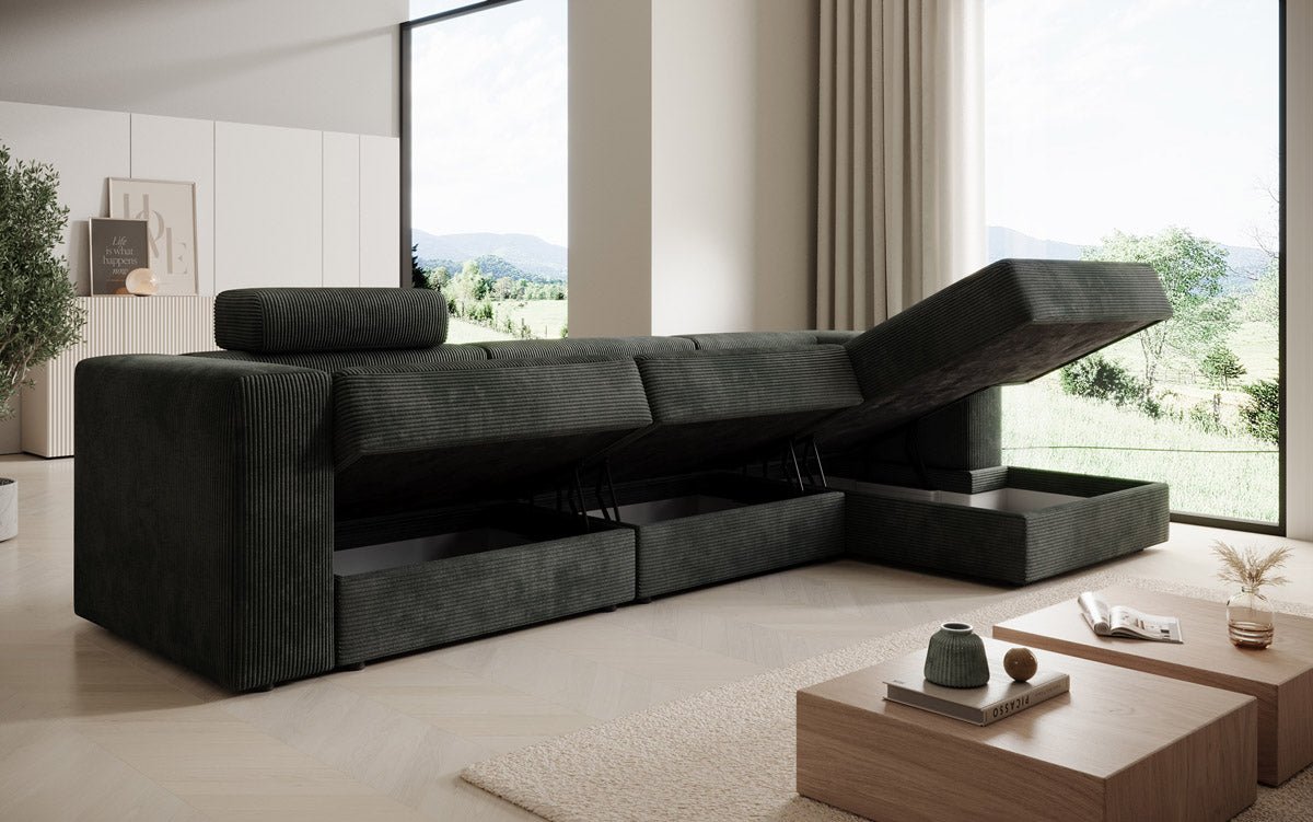 Designer Sofa Stockholm in Cord mit Stauraum