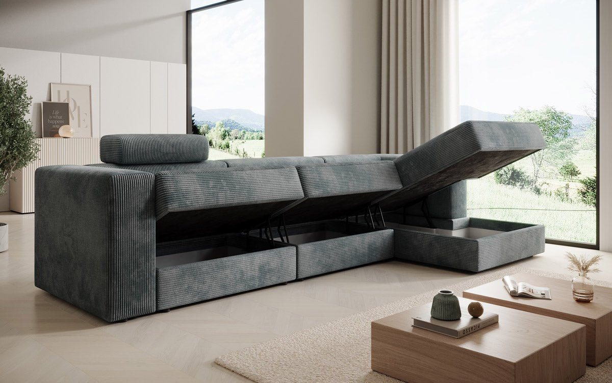 Designer Sofa Stockholm in Cord mit Stauraum