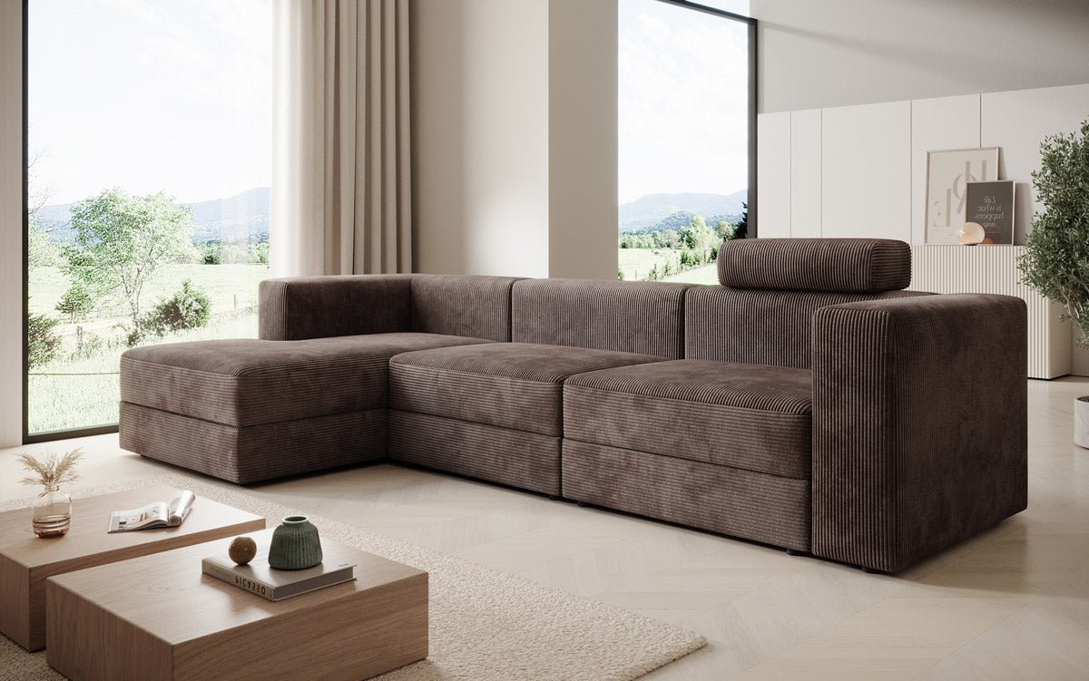 Designer Sofa Stockholm in Cord mit Stauraum