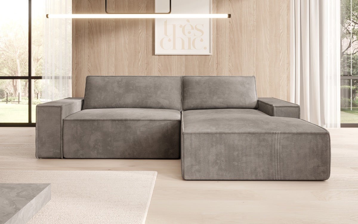 Designer Sofa Corino in Cord mit Schlaf- und Klappfunktion
