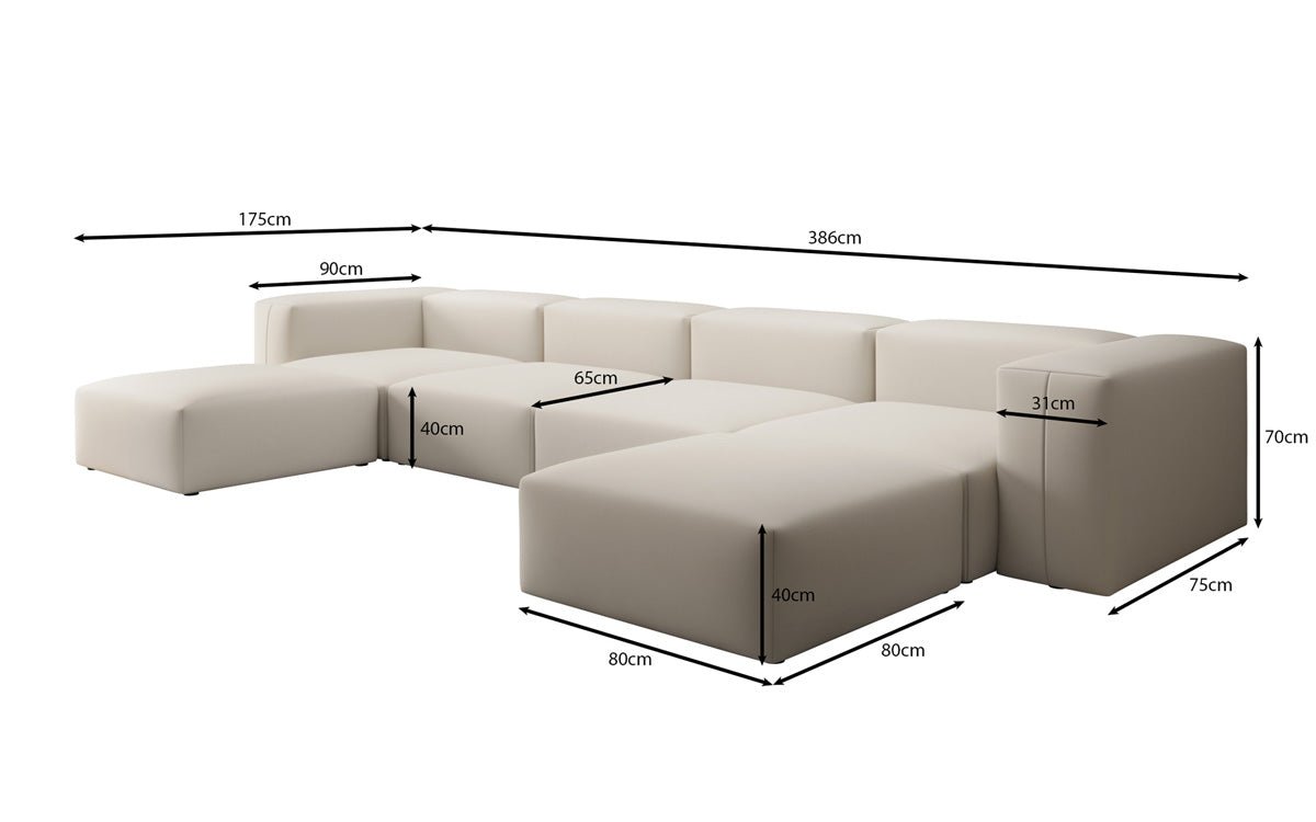 Designer U Sofa Snug in Stoff