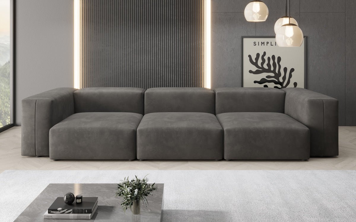 Designer 3-Seater Sofa Snug in Velvet