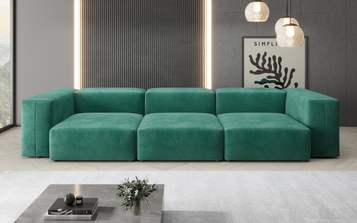 Designer 3-Seater Sofa Snug in Velvet