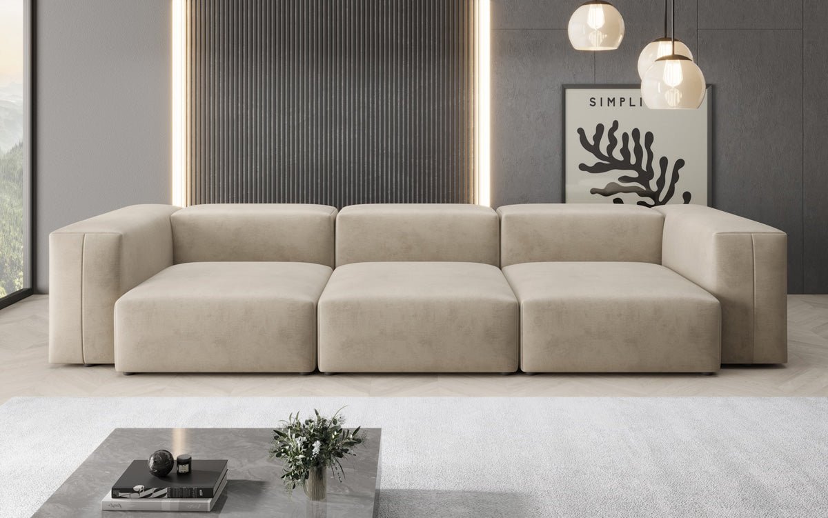 Designer 3-Seater Sofa Snug in Velvet
