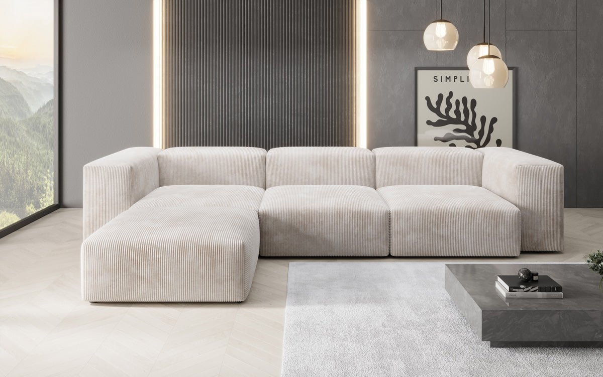 Designer L Sofa Snug in Cord