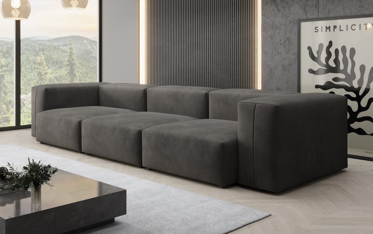 Designer 3-Seater Sofa Snug in Velvet