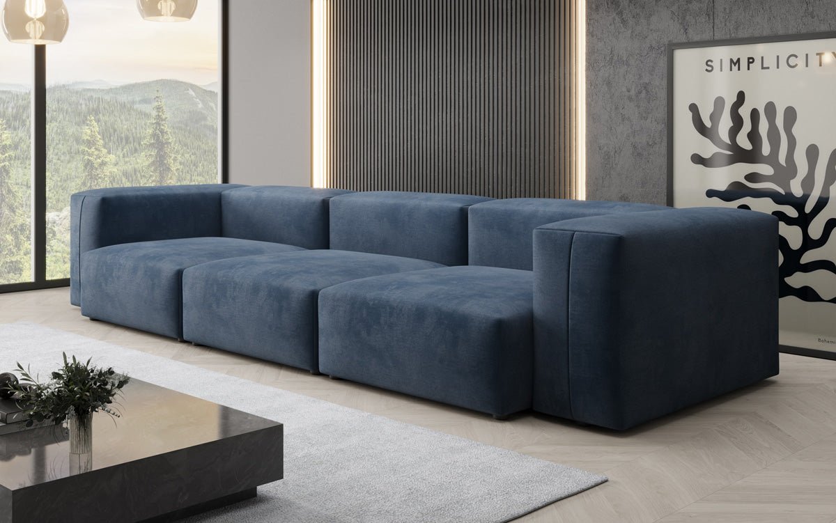 Designer 3-Seater Sofa Snug in Velvet