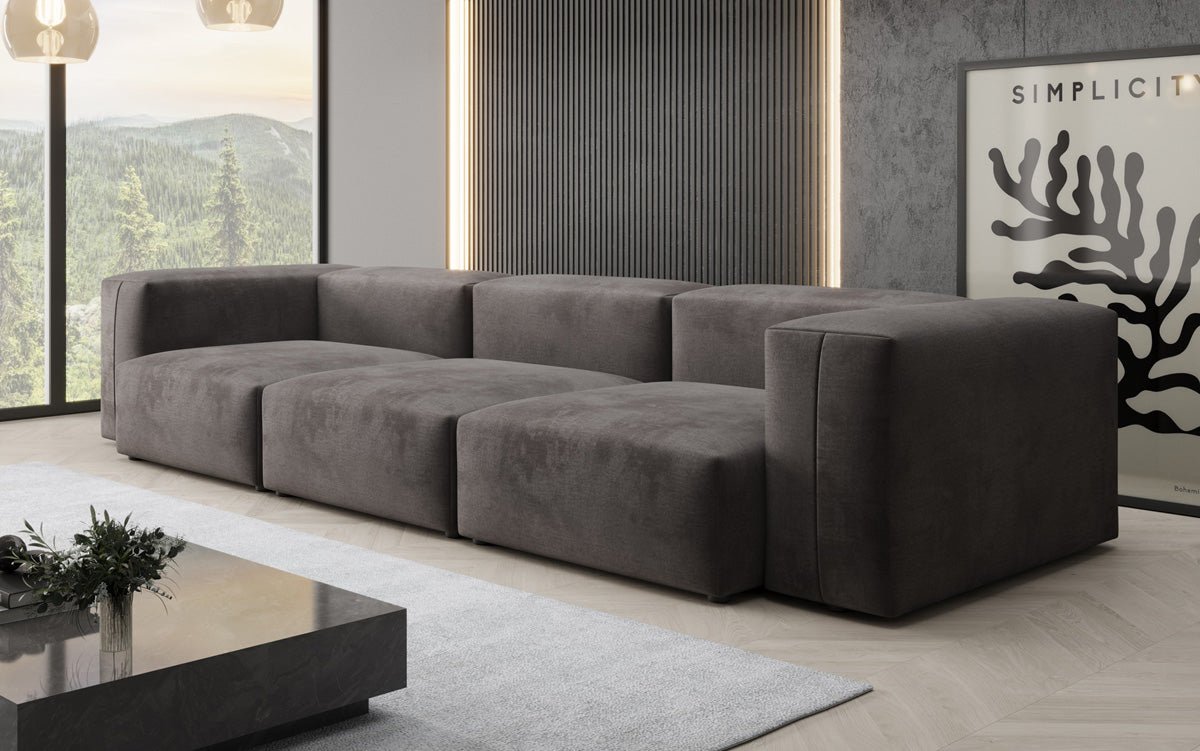 Designer 3-Seater Sofa Snug in Velvet