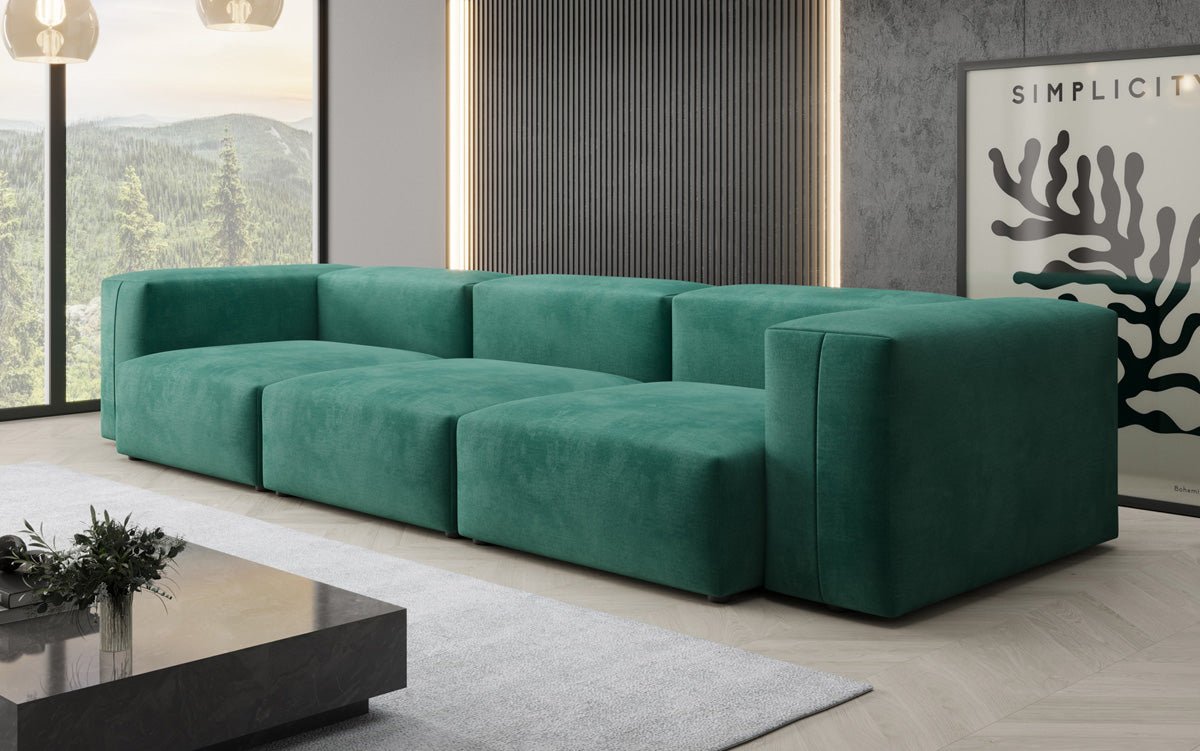 Designer 3-Seater Sofa Snug in Velvet
