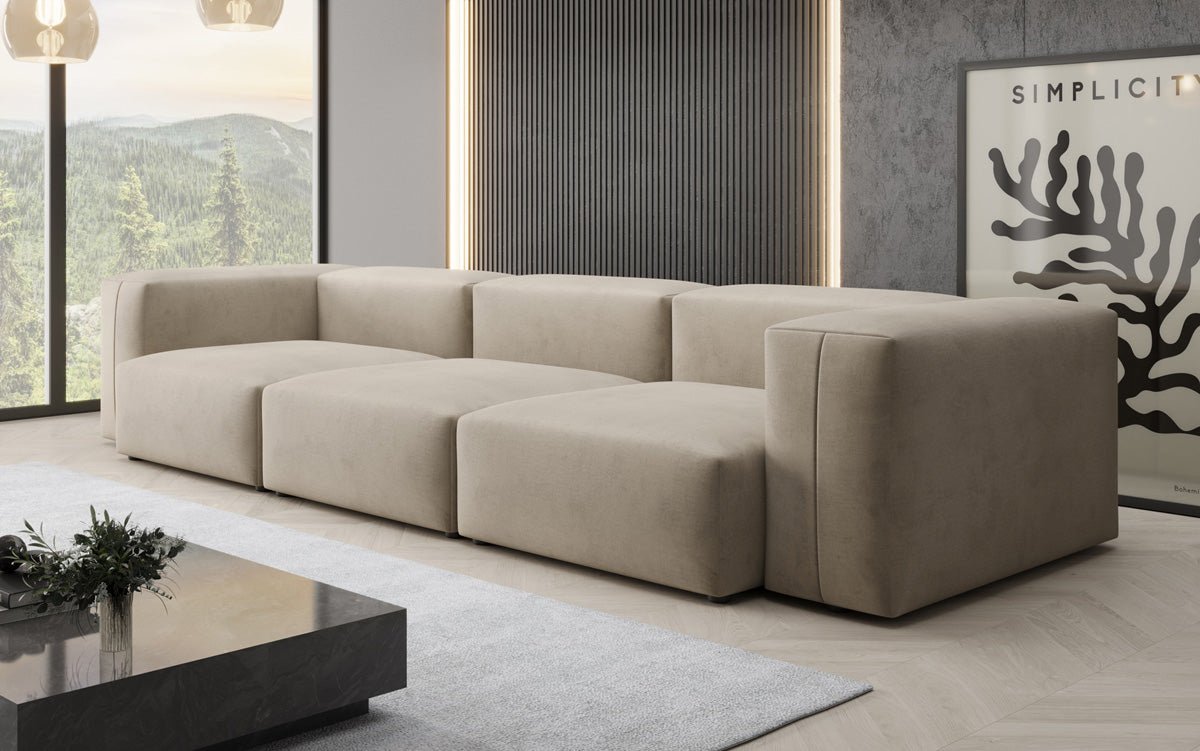 Designer 3-Seater Sofa Snug in Velvet