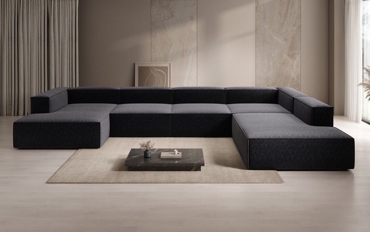 Designer Sofa Lesley U XXL in Strukturstoff